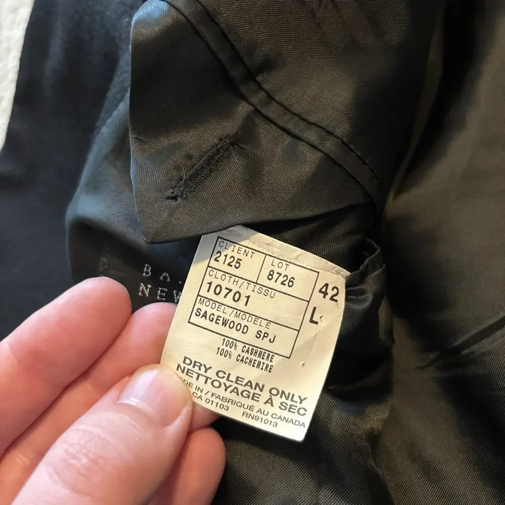 Barneys New York Loro Piana Mens 42L Black 100% Cashmere 3-Button Blazer Jacket